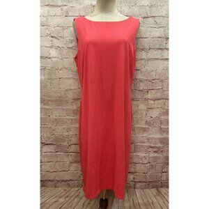 JUDY P Sabrina Sheath Dress Smooth Stretch Solid Pink Sleeveless Size L  NEW